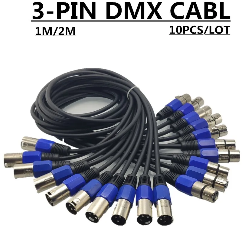 10PCS / 3-PIN DMX cable  (1M,2M,) LED PAR stage lights dmx Signal line dj equipment