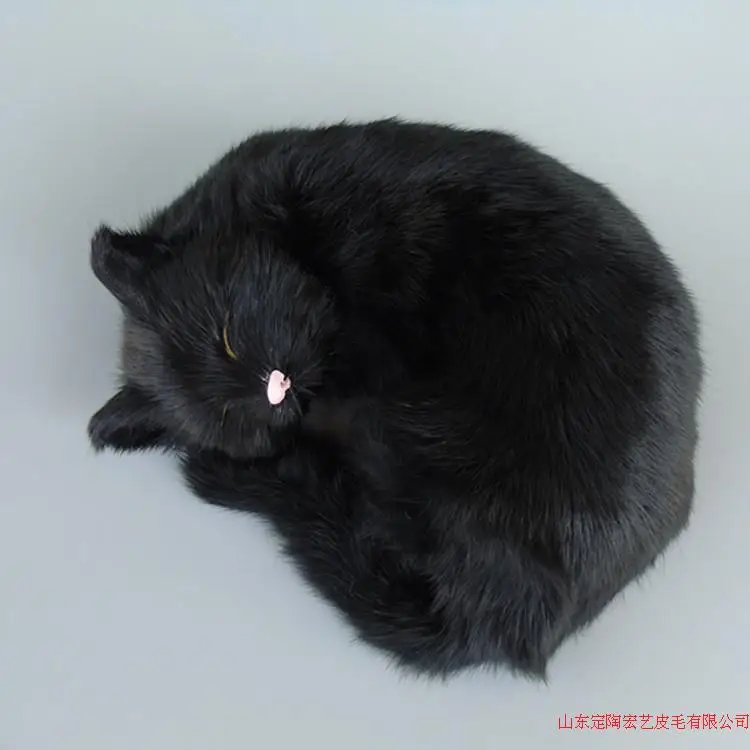 black simulation cat polyethylene & furs sleeping cat model gift about 25x20x11cm 239