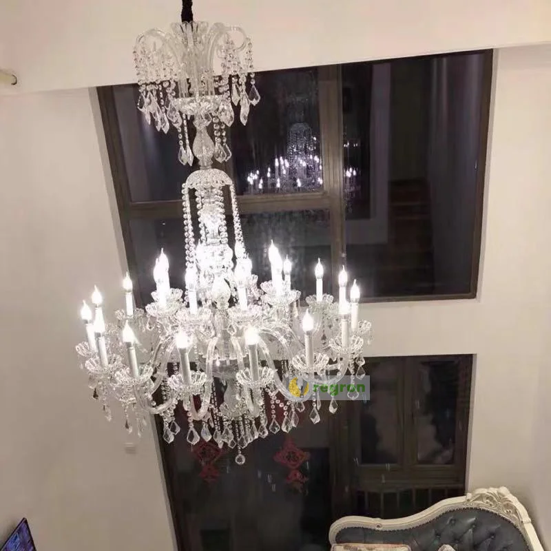 

Duplex floor 30-head modern chandelier lighting crystal lamp 1.5M long large luxury glass chandelier Led Lamp hall E14