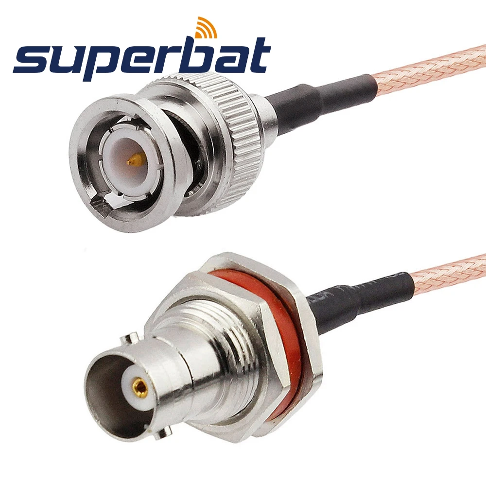 Superbat BNC Male to BNC Female nut Bulkhead Crimp RF Coaxial Cable RG316 15cm Pigtail Cable Wifi