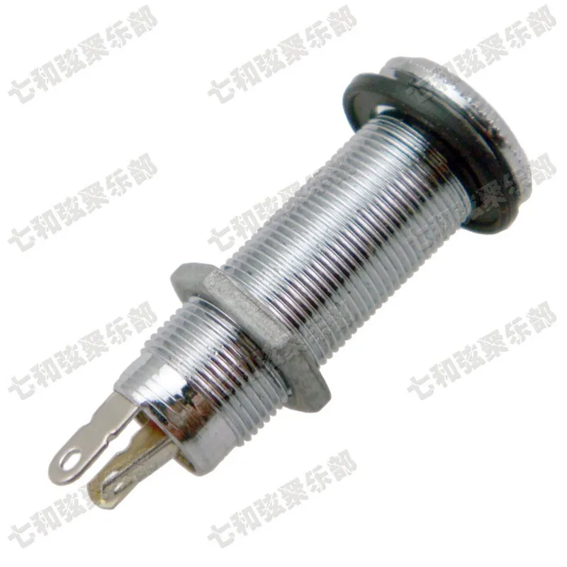 2 Pcs Chrome Threaded Cylinder Output Input Guitar Bass Jack Plug Socket 1/4