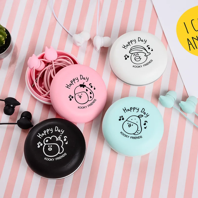 Cute Cat słuchawki 3.5MM Cute Cartoon muzyka zatyczki do uszu z mikrofonem i schowek dla iPhone Xiaomi MP3 dziecko dzieci dziewczyna prezent