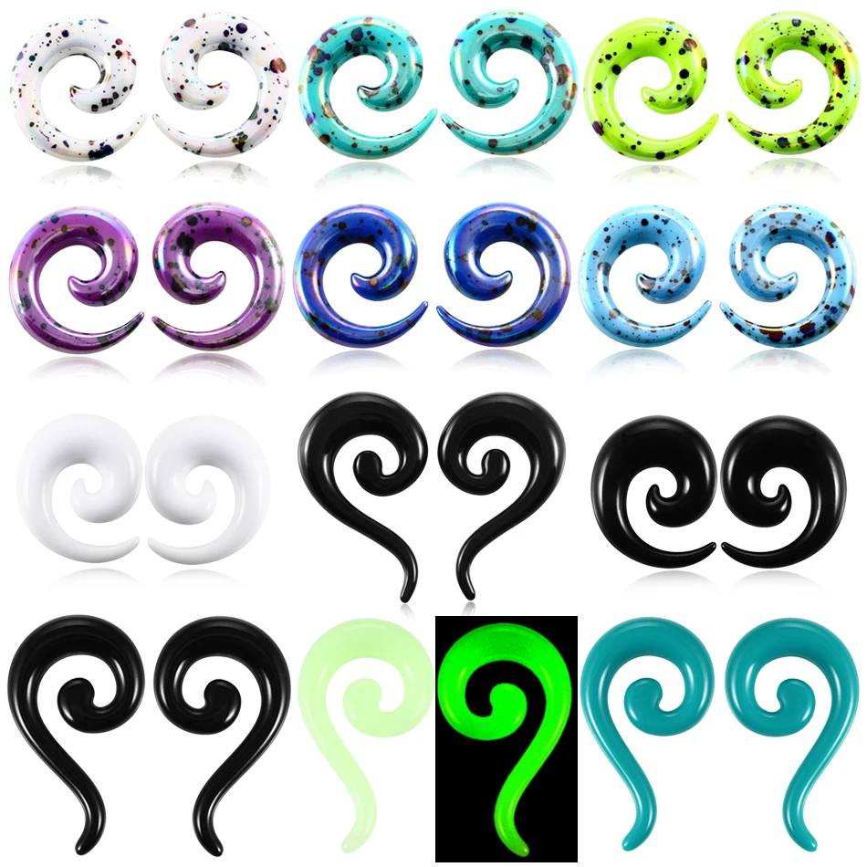 2pcs/lot Acrylic Spiral Ear Taper Piercing Earlets Stretcher Gauge Expander Earring Plug Piercing For Men Women Jewelry 2mm-10mm
