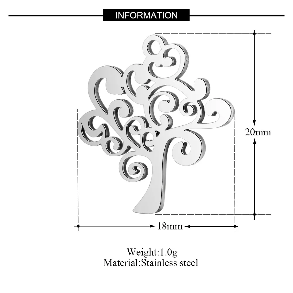 10 Pieces Life of Tree Flower Charm Wholesale Stainless Steel Real 316 Steel DIY Charms Never Tarnish AAAAA Quality Pendants image 6