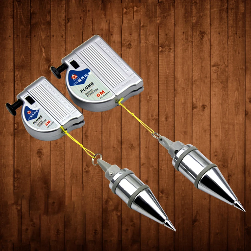3/6 metro magnético prumo bob setter teste de nivelamento vertical ferramenta de medição linha retrátil carretel pendurado martelo fio ferramentas manuais