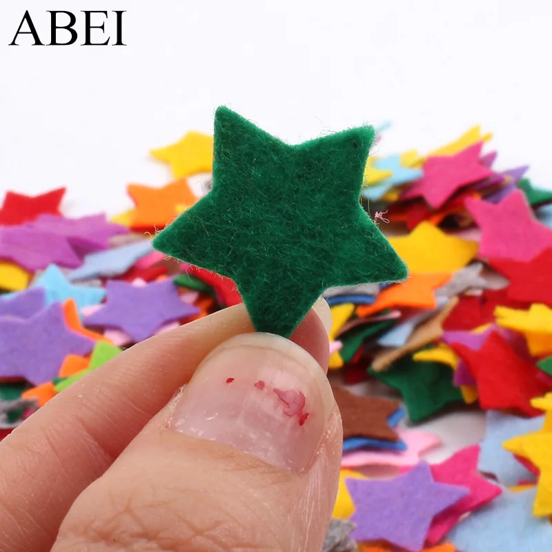 200pcs/lot 2cm Mix Colors Star Felt fabric pads Stick-On patches felt pads fabric flower Scrapbooking accessories