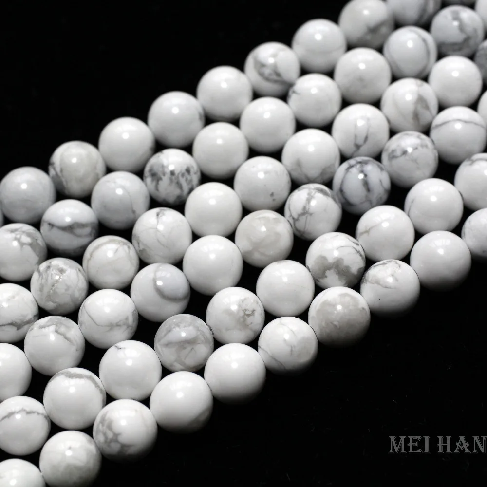 Meihan natural 6mm 8mm 10mm Howlite smooth round beads for jewerly making design fashion stone diy bracelet woman necklace