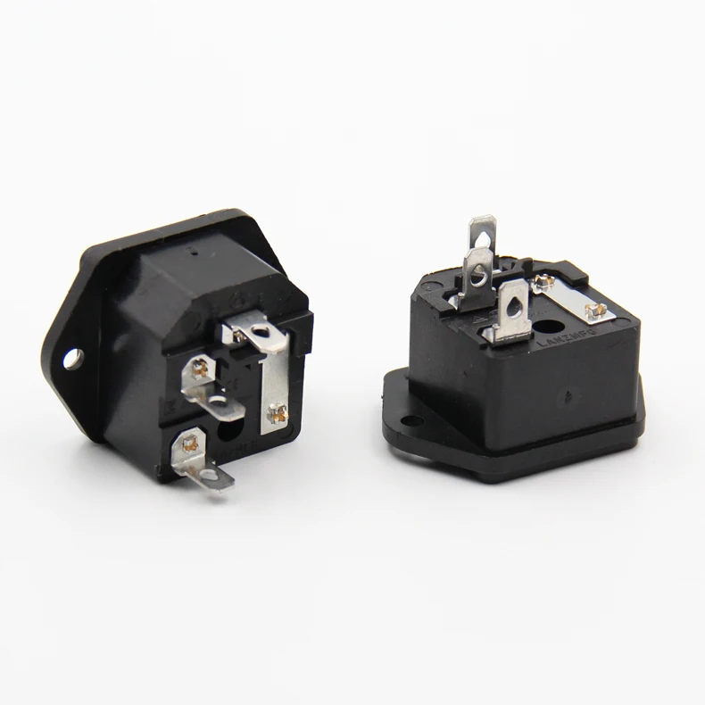 新しいパネルマウント3ピンiec 60320 C14入口オス電源プラグ15A ac 250v w/ヒューズホルダー
