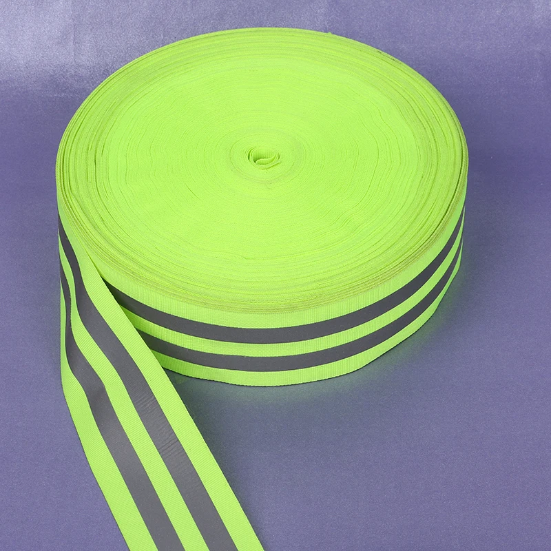 Double strip Fluorescent Reflective Fabric Ribbon Webbing Reflection Strip Edging Braid Sewing accessories