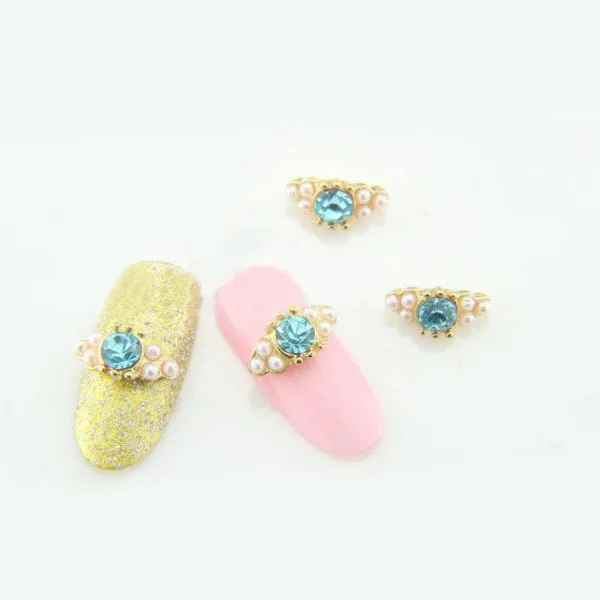 free shipping 10pcs latest 3d fashion nail art rings with pearls