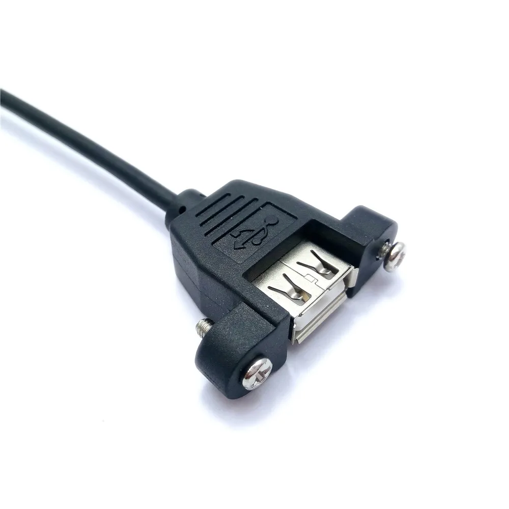 كابل موصل USB 2.0 ذكر إلى أنثى بزاوية 90 درجة ، كابل تمديد ذكر إلى أنثى بفتحة تثبيت لوحة ، 25 سنتيمتر