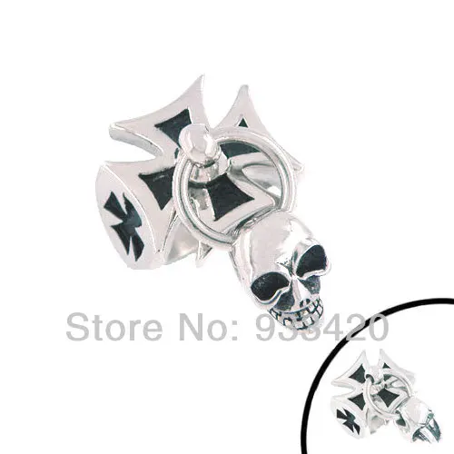 

Free Shipping! Classic Cross Skull Ring Stainless Steel Jewelry Double Combinations Men Ring SWR0075