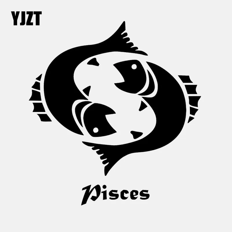 YJZT 14.8CM*15.8CM Car Sticker Decal Zodiac Astrological Astrology Fish Pisces Art Decor Vinyl Black/Silver C24-0510