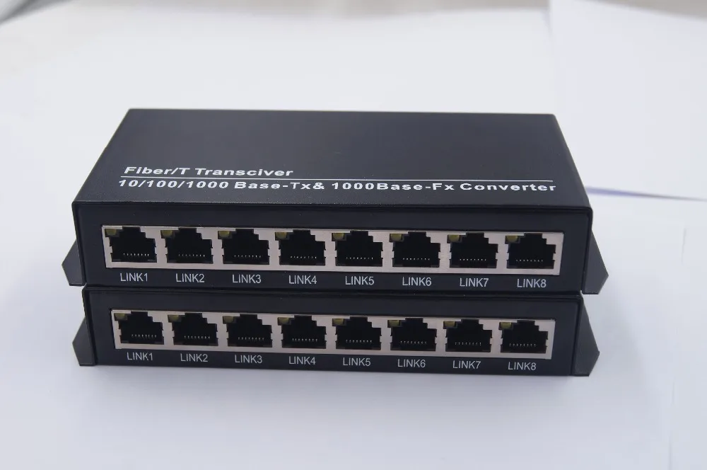 10/100/1000Mbps Gigbit 8Ports RJ45 Ethernet to Fiber Optic Media Converters Transmitter and Receiver for IP cameras