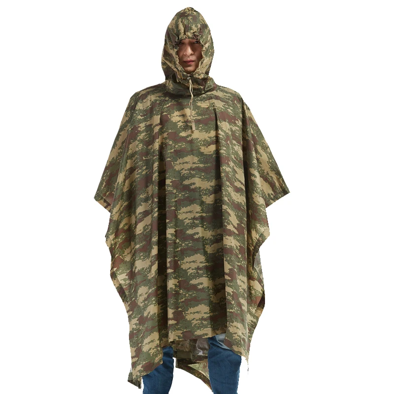 QIAN Impermeable Raincoats Women/Men Jungle Rain Poncho Backpack Camouflage Rain Coat Cycling Climbing Hiking Travel Rain Cover