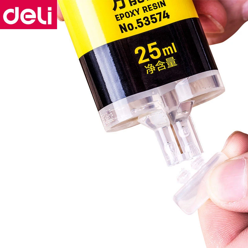 Deli-pegamento de resina epoxi AB, súper líquido, automezcla para vidrio, Metal, goma, impermeable, fuerte, 25ml, 53574, lote de 5 unidades