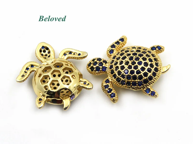 

Sea Turtle Micro Pave CZ Cubic Zirconia Brass Spacer Charms, Multicolor Metal Tortoise Jewelry Making Connectors Beads, BG18151