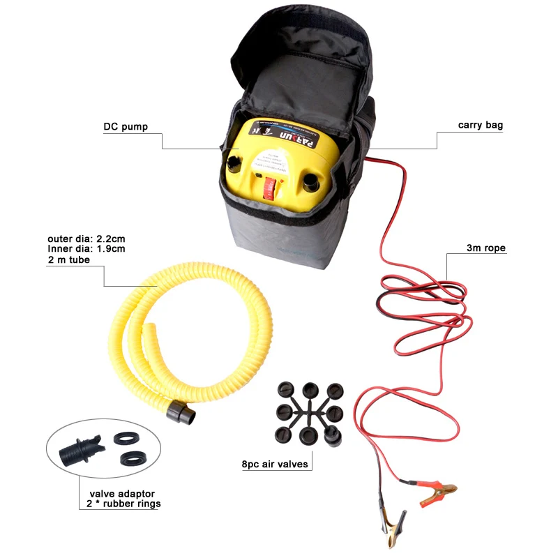 Bomba de ar elétrica para barco inflável, alta pressão, bote jangada, surf board, stand up paddle, caiaque e canoa, 12V, DC, frete grátis