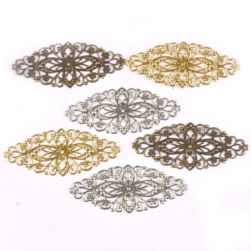 10Pcs Filigree Wraps Connectors Embellishments For Diy Scrapbooking Home Decor Gold/silver/Bronze Handmade Metal Crafts yk0745