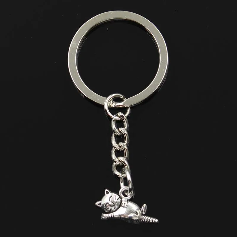 Fashion Keychain 20x12mm Lazy Cat Pendants DIY Men Jewelry Car Key Chain Ring Holder Souvenir For Gift