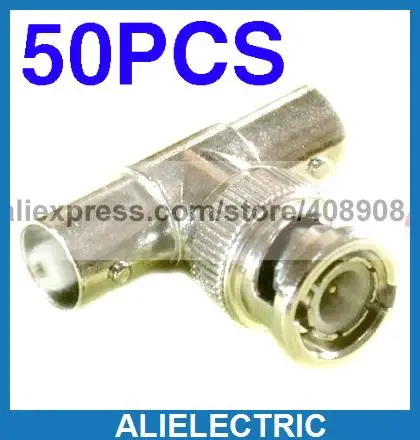 

50pcs BNC Male to 2 BNC Female Socket 3 Way Connector