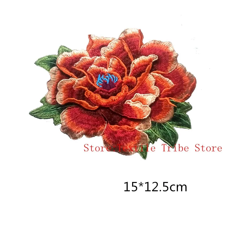 3D Ricamo Peonia Fiori Patch Sew on per I Vestiti Da Cucire Applique Artigianato FAI DA TE Fatti A Mano Eco-Friendly Applique