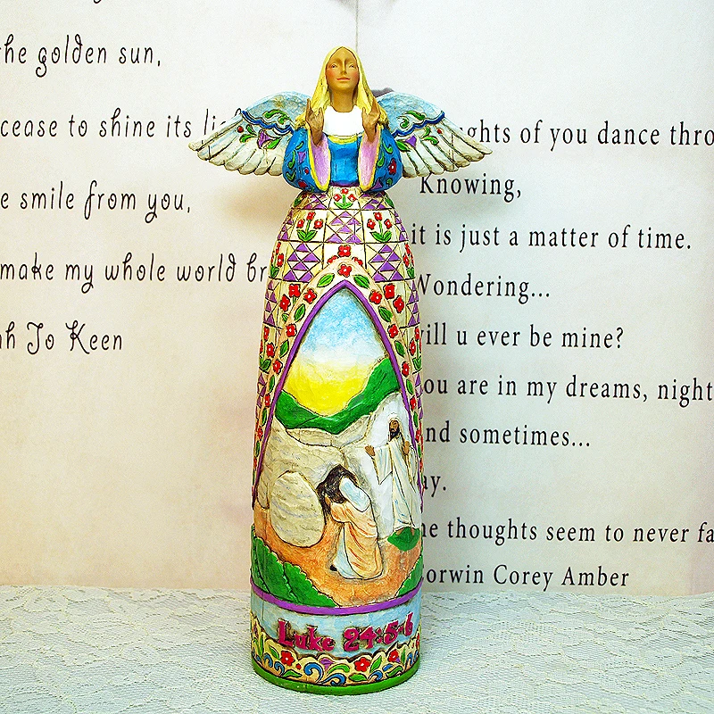 

God Christian Angel Painted Statue Resin Crafts Home Desk Decoration Christian Wedding Holiday Gift Christmas Sculpture