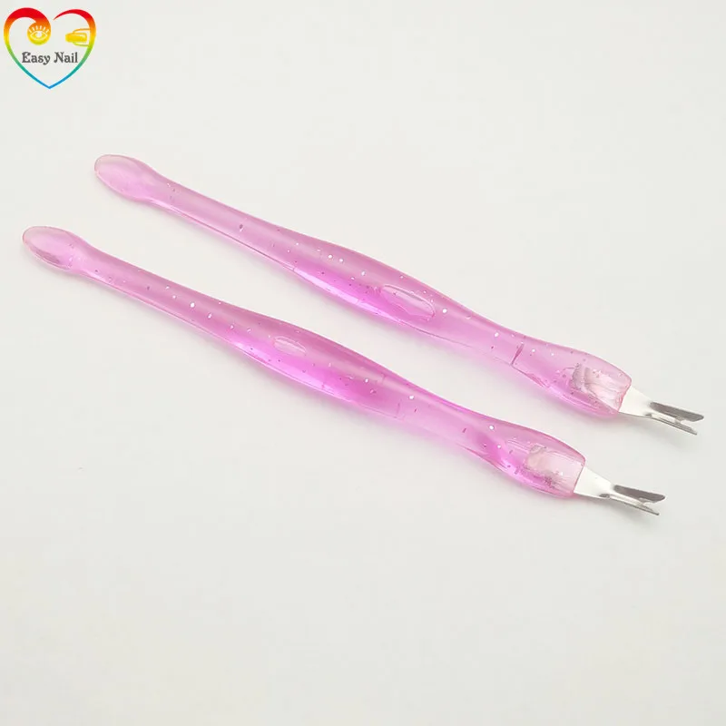 EasyNail 10Pcs (5 pusher+5 fork) Nail Art Tool Dead Skin Fork Trimmer Peeling Knife Cuticle Remover Salon Cuticle Pusher Pink