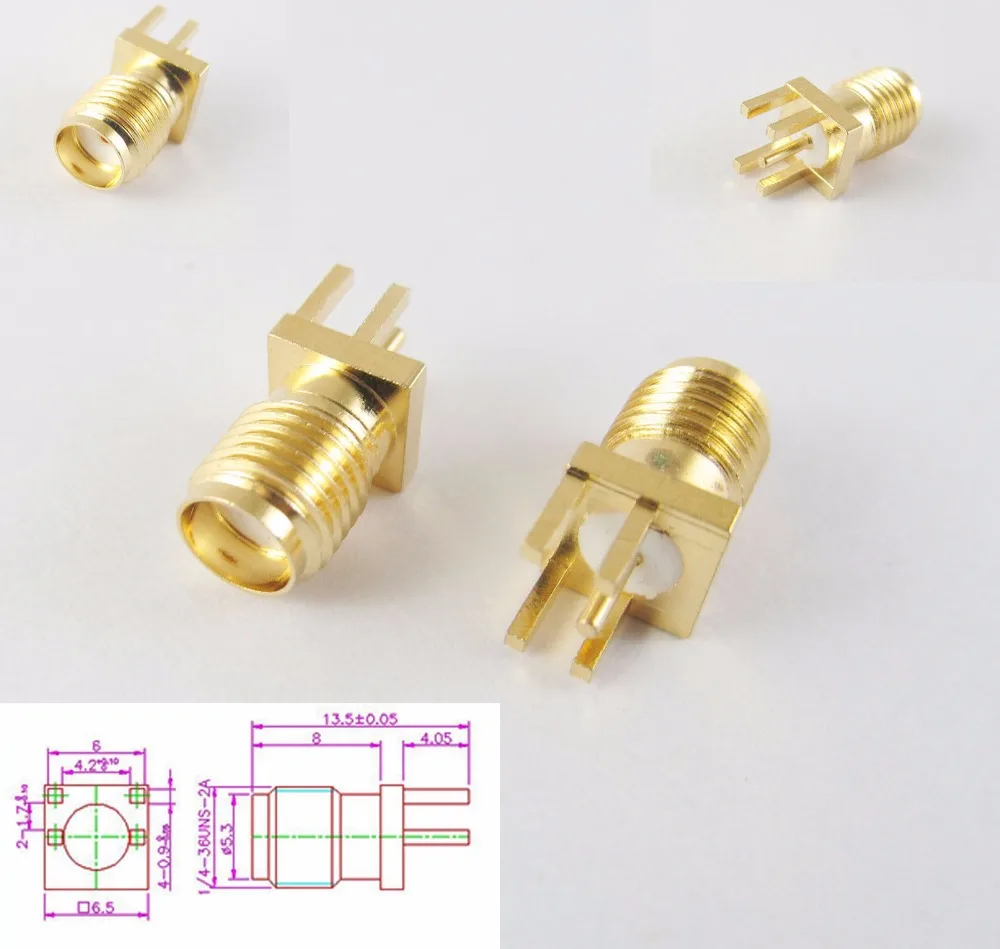 10pcs RF Connectors SMA Female Jack PCB Edge Mount Solder 0.062'' RF Adapter Connector