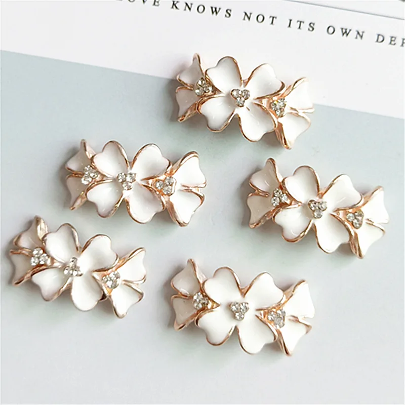 10pcs/lot Alloy Gold Curved Bow Rhinestone Pearl Hair Embellishments Accessories Hairbow Center Decoration Adornment DIY Craft