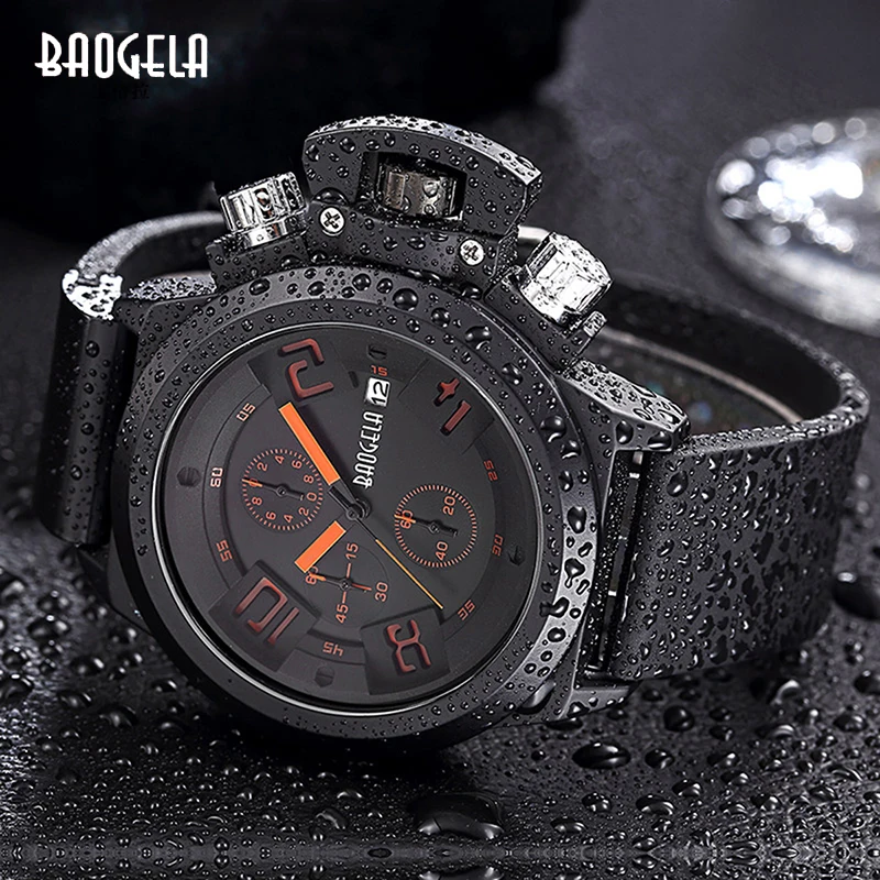 BAOGELA Chronograph Watch Top Brand Luxury Luminous Silicone Quartz Wrist Watches Military Sports Wristwatch For Man 1606