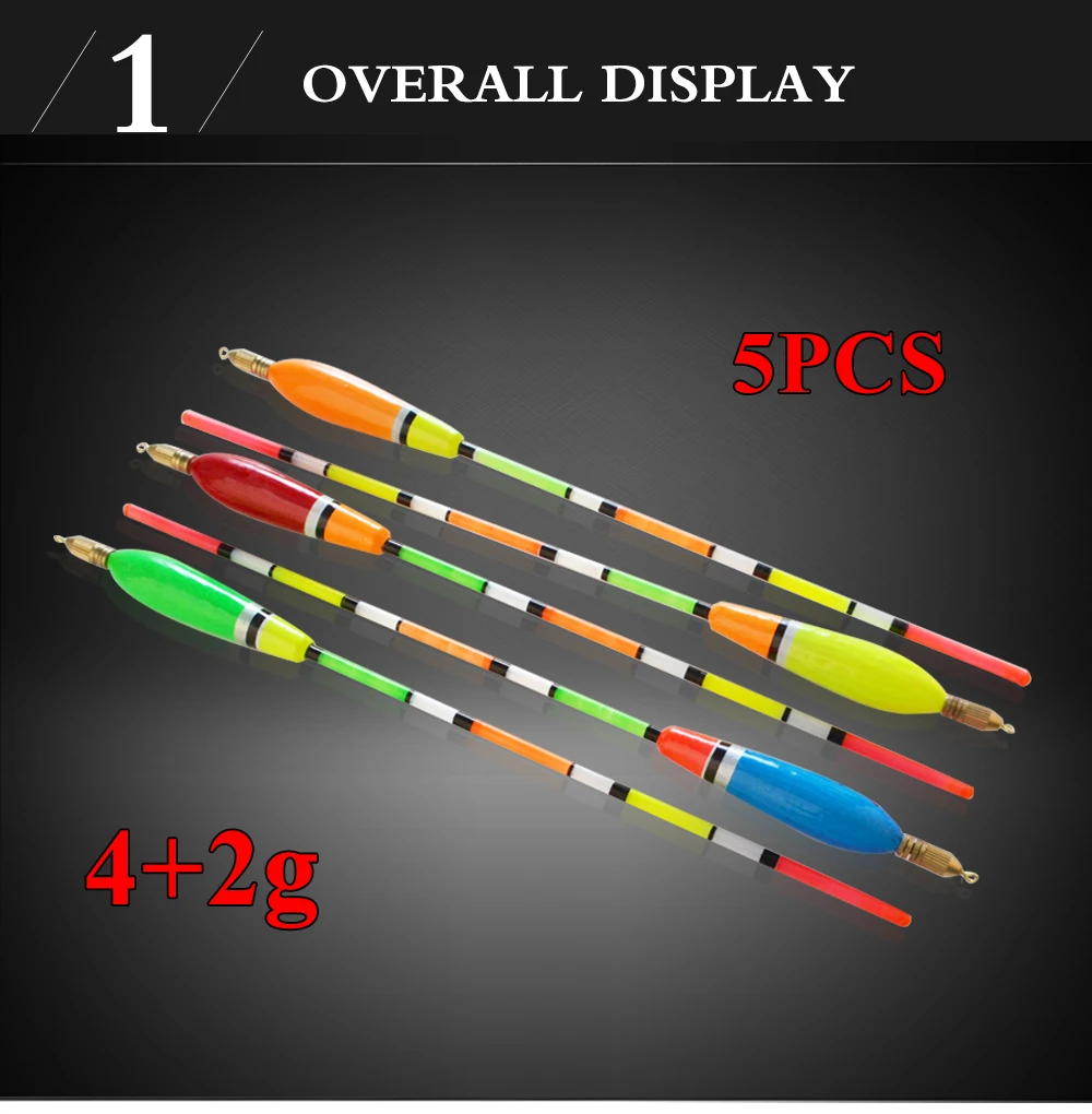 NGB 5 Stück/Set 3+2g 4+2g 5+2g 6+2g Gemischte Farben Barguzinsky-Fichten-Schwimmer Vertikaler Schwimmer für Karpfenangeln Angelzubehör – Detail 2