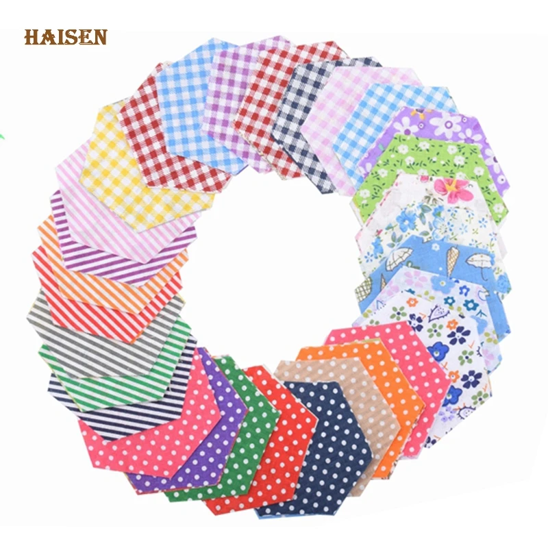 80pcs/Lot Hexagon Shape Not Repeat Random Chic Thin/Low Density Cotton Fabric Patchwork Tissue For DIY Quilting&Sewing Material