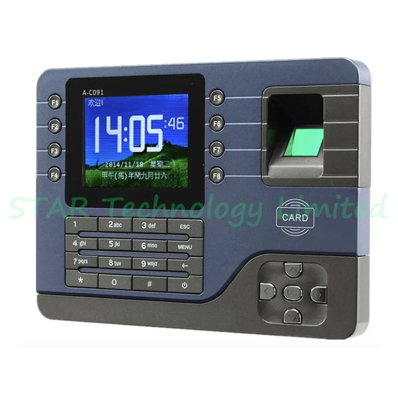 A-C091 tcp biométrico fingerprint time clock recorder comparecimento empregado eletrônico inglês perfurador leitor máquina