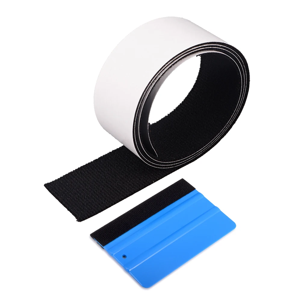 FOSHIO 100cm Spare Fabric Felt Cloth for Vinyl Carbon Fiber Card Squeegee No-Scratch Car Film Wrap Buffer Tape Window Tint Tool