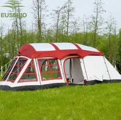 8 10 12 Persons Huge Double Layer Outdoor Family Two Bedrooms One Living Room House Shape Team Camping Tent Innice Relief Tent