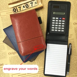 Business Pocket Notepad Leather Notebook Planner A7 Small Note Book With Pen and  Calculator Multifunction Office Stationery