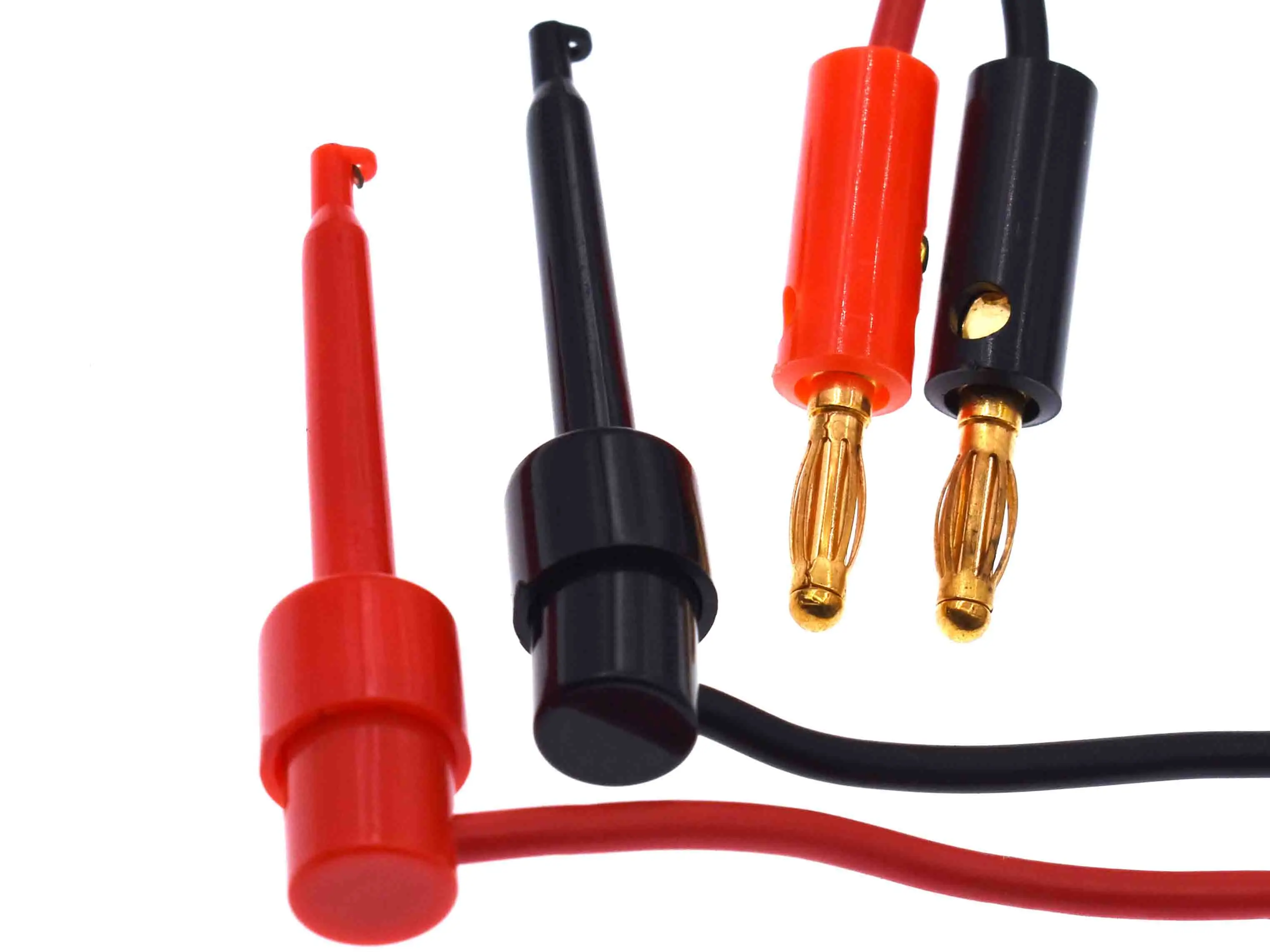 1 Pair 4mm Banana Plug to Test Hook Clip Lead Cable Gold Plated For Multimeter Test Lead Cable Equipment Connector