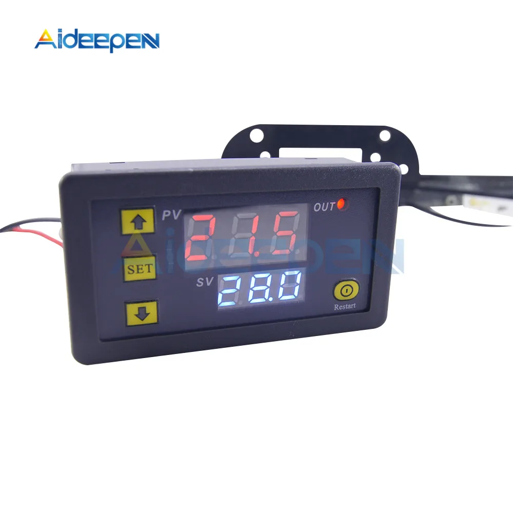 Controlador digital de temperatura, termostato con pantalla LED, W3230 24V DC 12V 110V 220V, interruptor de refrigeración y calefacción, sensor de