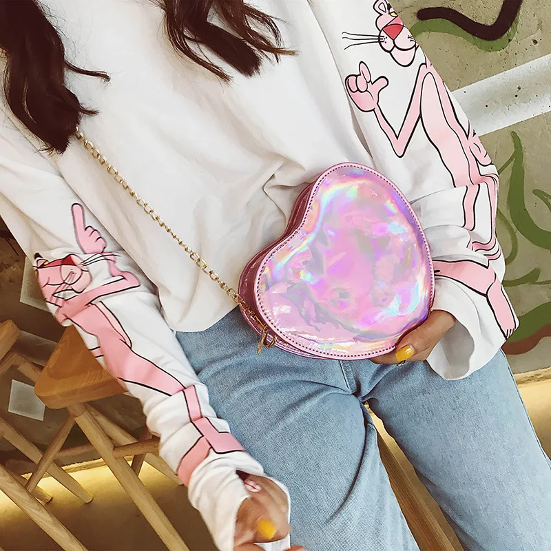 Lovely Laser Lolita Handbag Leather Women Shoulder Bag Girls School Messenger Crossbody Bag Purse Bolsas