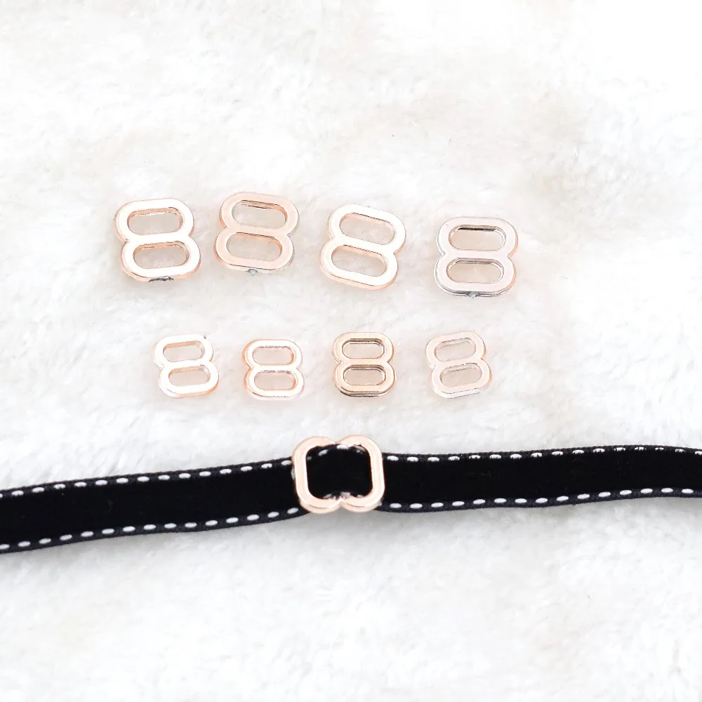 9/10mm,30pcs uv plated 8 eight shape rose gold no fade ribbon buckles acessories Invitation Ribbon Slider Headband Hair Clip DIY