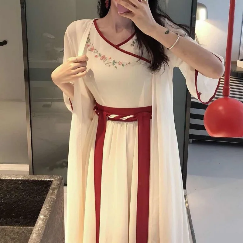 

2023 New Spring Fashion Women Dress Hanfu Dresses Chinese Style Embroidered Dress Summer Dress