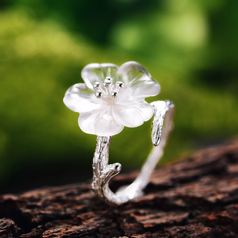 Lotus Fun Real 925 Sterling Silver Natural Handmade Fine Jewelry Flower in the Rain Ring Open Rings for Women Female Bijoux