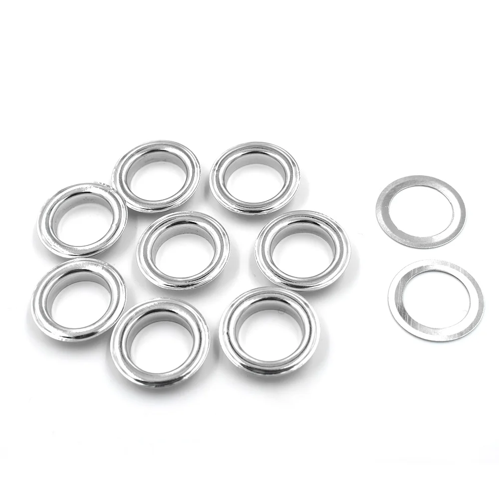 100 Sets Inner Diameter 14 MM Metal Eyelets Sewing Patches Bags Accessories Buttonhole Rivet Buckle Silver Die