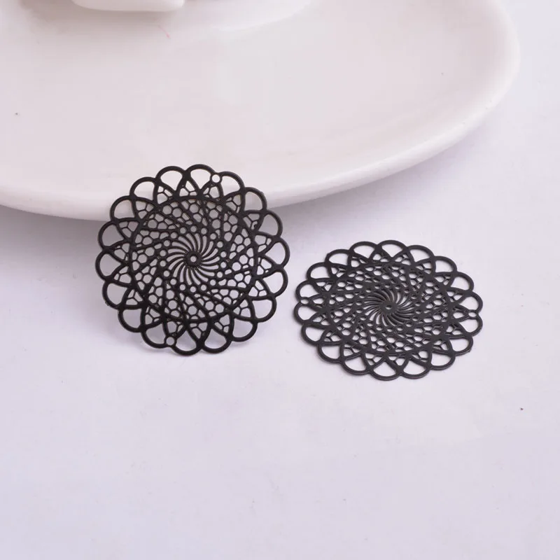 30 Stück AB2642 30mm Runde Filigran-Verbindungsstücke, Blumen-Bedruckte Charms, Verbindungsstücke für DIY-Schmuckherstellung – Detail 4