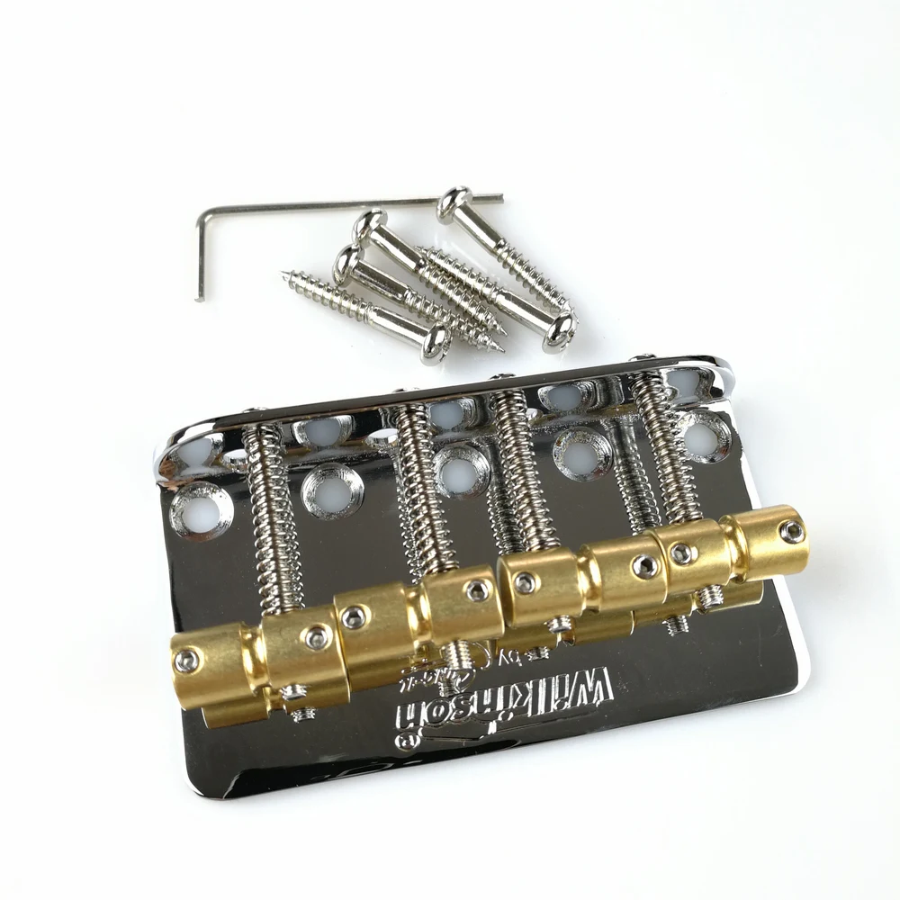 Wilkinson WBBC Four 4 Strings Electric Bass Bridge With Brass Saddles For Precision Jazz Bass Chrome Silver Black