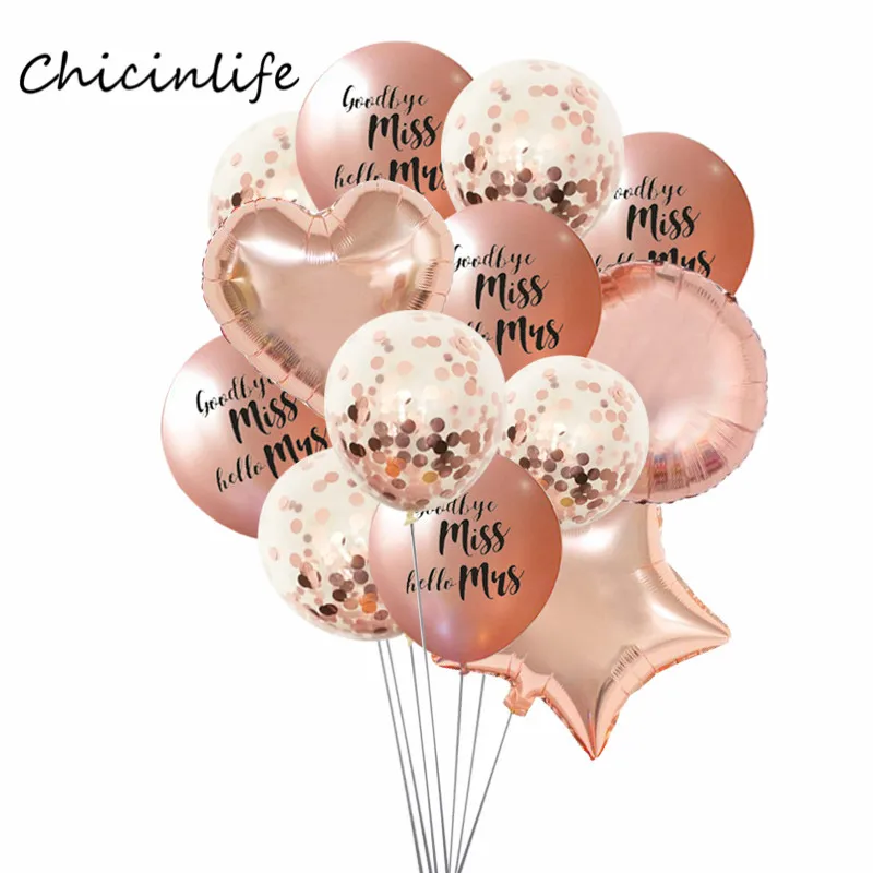 1bag Goodbye Miss Hello Mrs Latex Balloons Bachelorette hen Party Decor goodbye miss Party Supplies Wedding Decoration supplies