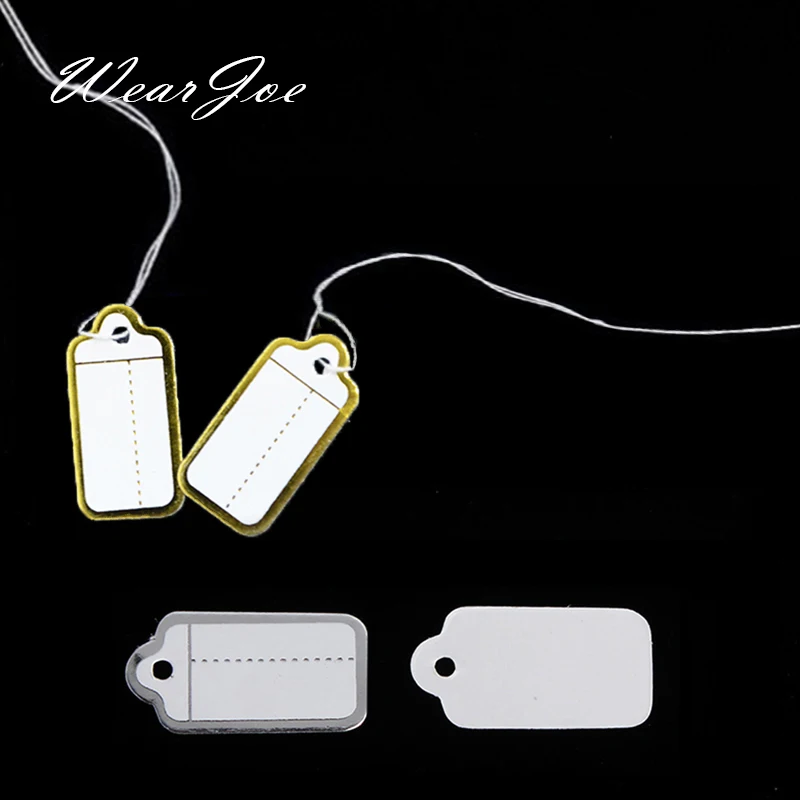 Kostenloser Versand 100 Stück Schmuck Schnur Schnur Preisschilder Benutzerdefinierter Druck Blanko Etikett Gold Silber Display Zubehör Juweliergeschäft – Detail 8