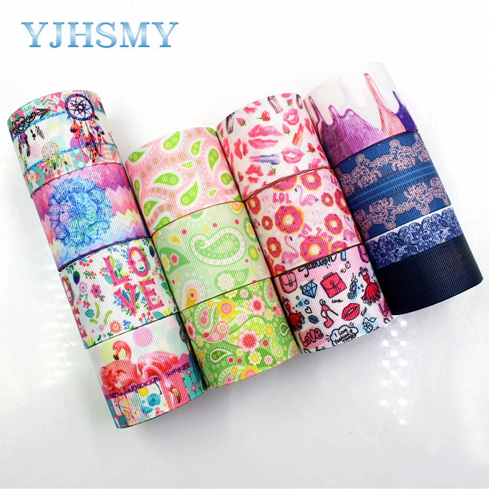 YJHSMY,C-171227-395,38 mm 5 Yards Colorful Cartoon Printed grosgrain ribbon,clothing accessories Webbing,DIY handmade materials