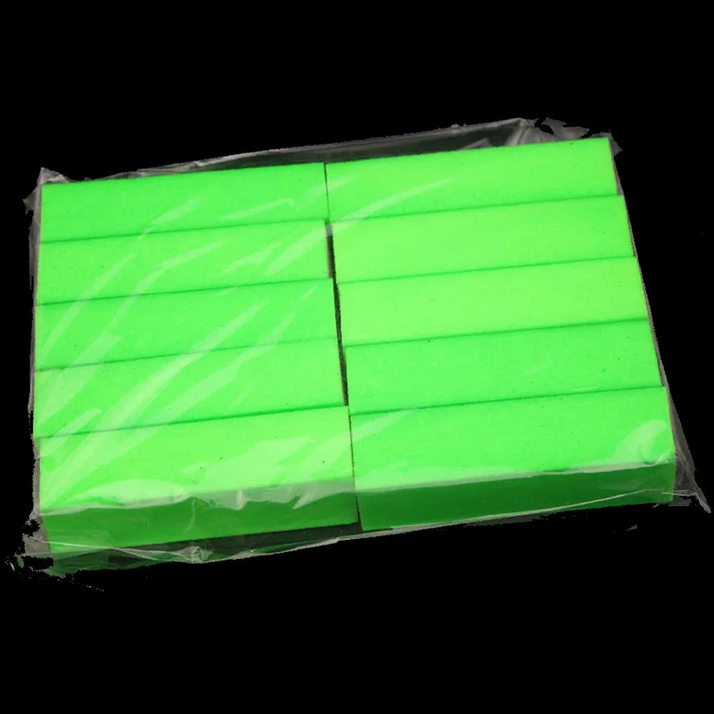 10 X Fluorescence Green Color Nail File Tools Sanding BLOCK ACRYLIC NAIL TIPS SANDING FILES  Nail Care Buffer Wholesale